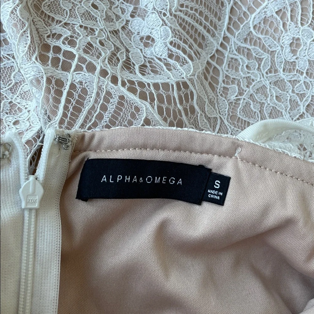 VICI Alpha & Omega White Lace Jumpsuit with Ruffle Shoulders, S - Picture 3 of 3